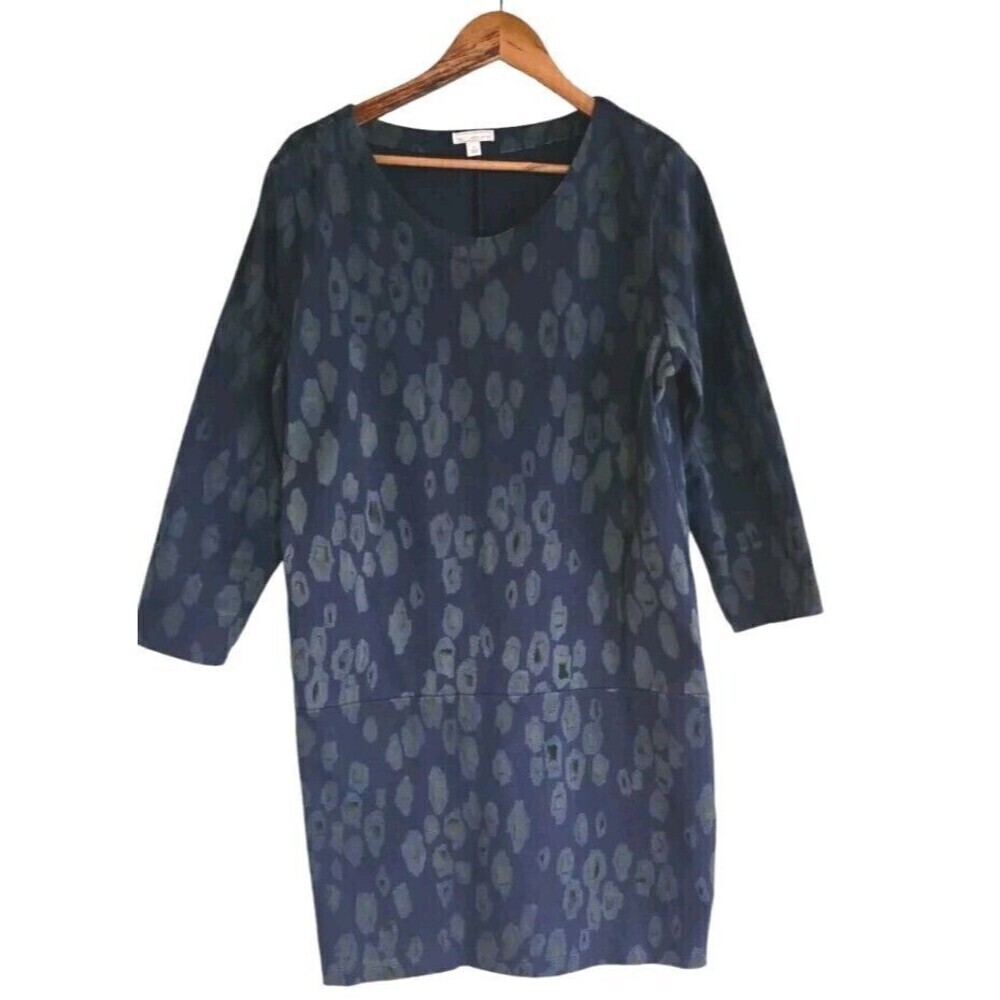COPY - Gap Dress Womens Large Blue Leopard Print Gold Zip Hem Knee Length Cotton